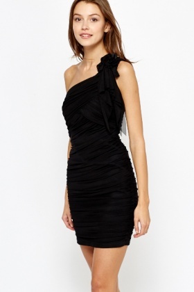 bodycon ruched asymmetric dress