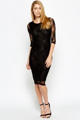 black dress with lace overlay