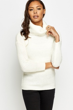 roll neck jumper white