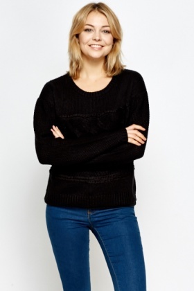Cable Knit Contrast Panel Jumper