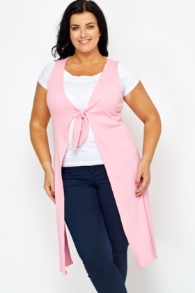 pink sleeveless cardigan