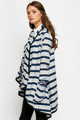 Navy Striped Oversized Waterfall Cardigan - Just £5