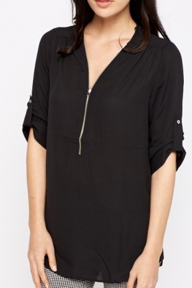 blouse with zip front