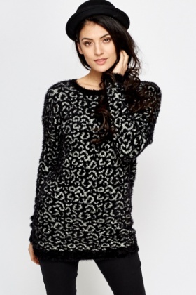 leopard print fluffy jumper