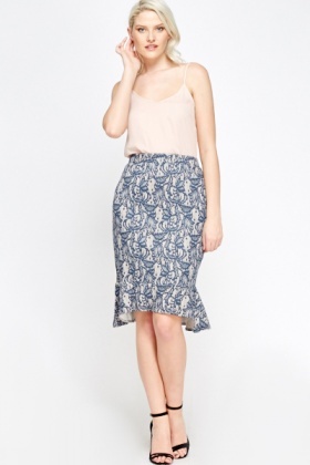 Lace Printed Midi Skirt