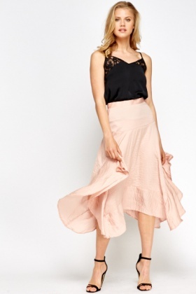 Asymmetric Hem Midi Skirt - Just $7