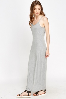 Grey V-Neck Casual Maxi Dress - Just $6