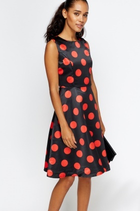 red and white polka dot skater dress