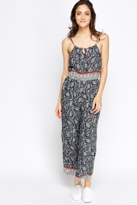 mixed print jumpsuit