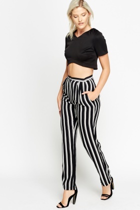 high waisted striped trousers