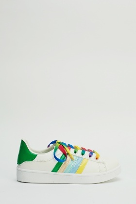 Rainbow Colored Lace Up Trainers - Just $7