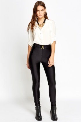 high waisted disco pants with button