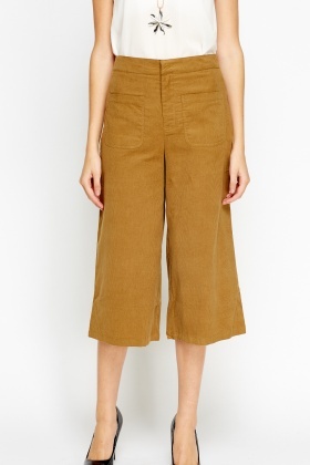 Wide Cord Cropped Trousers - Just $4