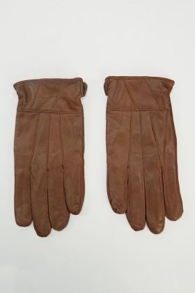 brown faux leather gloves