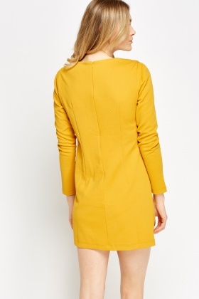 mustard shift dress with sleeves