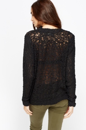 black loose knit jumper