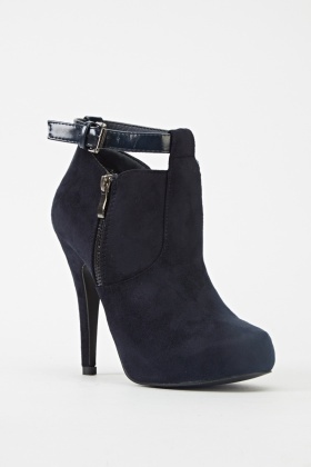 Cut Out Buckle Heeled Ankle Boots - Just $6