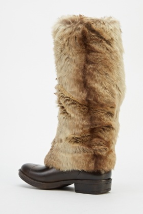 knee high faux fur boots