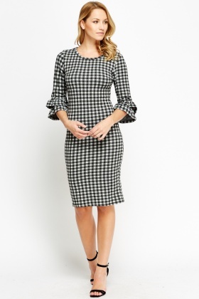 checked midi dress