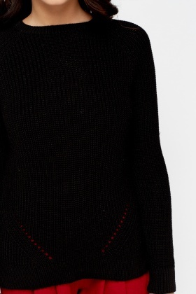 black ribbed jumper