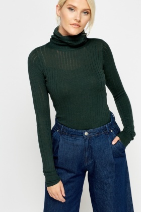 ribbed polo neck jumper