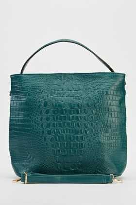 Dark Green Textured Handbag