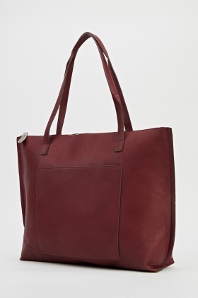 burgundy tote handbag