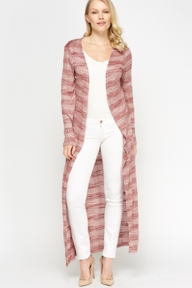 Speckled Striped Long Line Thin Cardigan - Just £5
