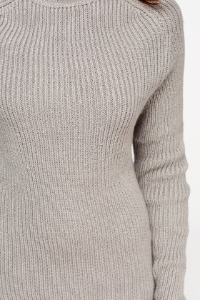 grey knitted roll neck jumper