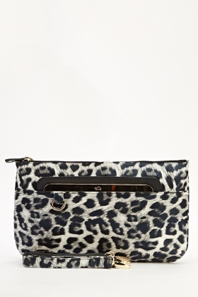 black leopard print clutch bag