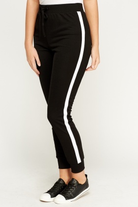 womens side stripe joggers