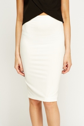 white midi pencil skirt
