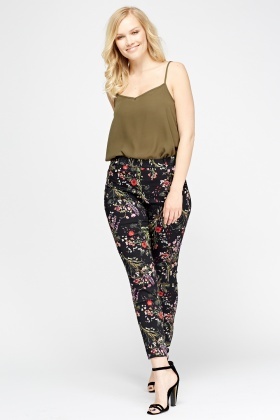 floral cigarette pants