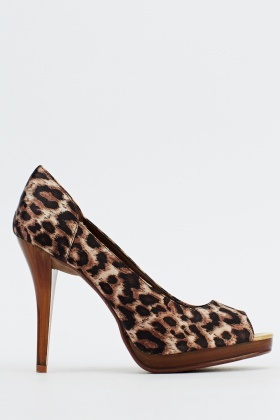leopard closed toe heels