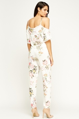 cream floral jumpsuit