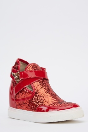 red wedge trainers