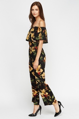 off shoulder jumpsuit floral