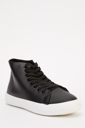 Faux Leather High Top Trainers