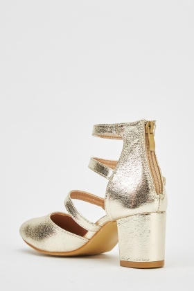 metallic mid heels