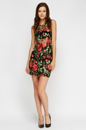 embroidered bodycon dress