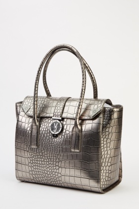 silver croc bag