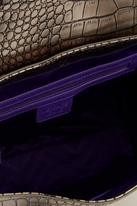 versace jeans mock croc silver handbag