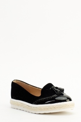 Velveteen Contrast Loafers Shoes