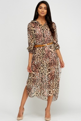 leopard long shirt dress