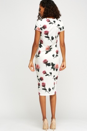 printed bodycon midi dress