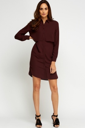 Dip Hem Casual Shirt Dress