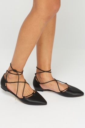 Faux Leather Court Tie Up Shoes - Just $6