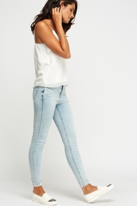 Skinny Distressed Hem Jeans
