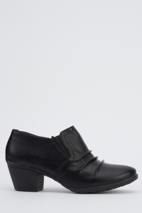 Ruched Faux Leather Mid Heel Shoes