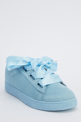 Ribbon Lace Up Suedette Trainers - Just $7